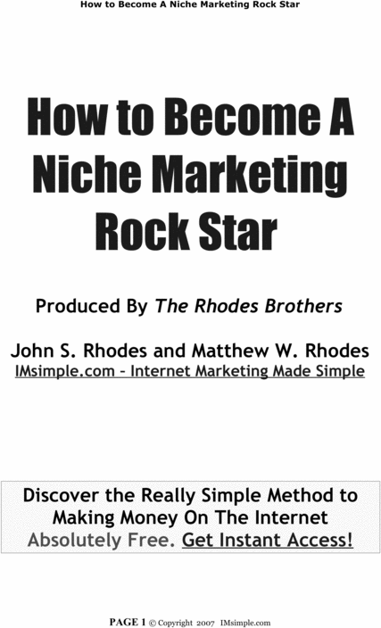 Product picture Niche Marketing Rockstar Tips